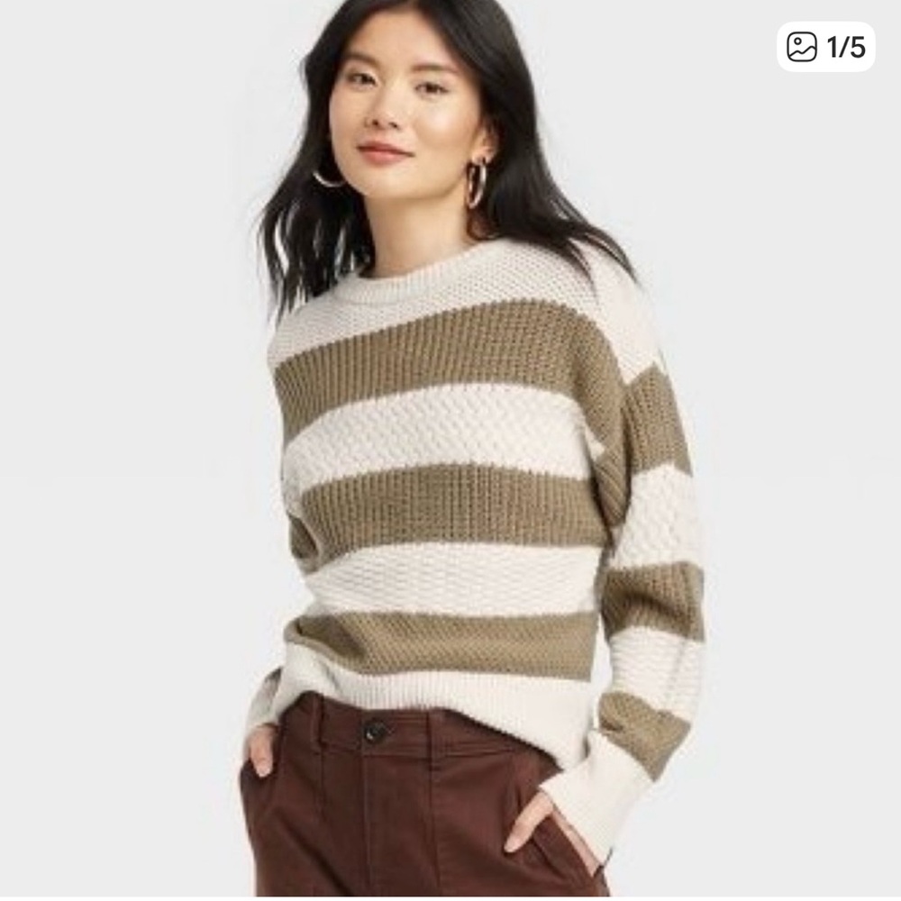 A new day Knit Sweater in Cream and Tan